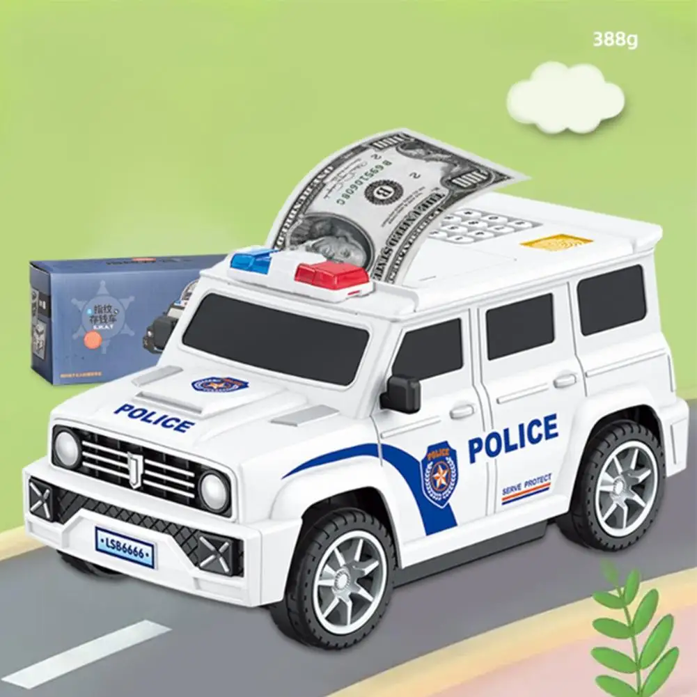 SWAT Car Model Piggy Bank Fingerprint Password Atm Cash Coin Can Auto Scroll Paper Money Saving Box Children Toys Alcancia