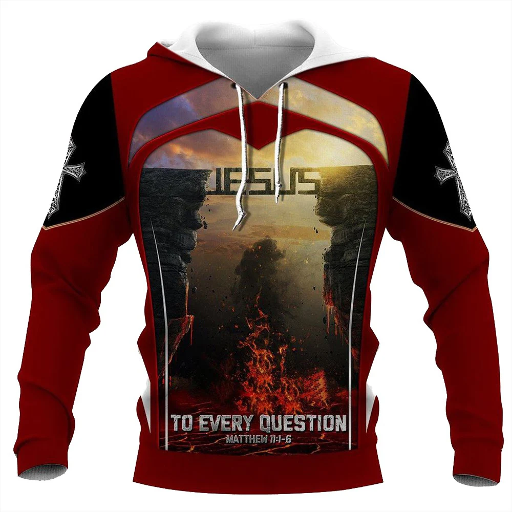 Men Hoodie Knights Templar Jesus 3D All Over Printed Ordre Du Temple Autumn Unisex Hooded Pullover Sudadera Hombre Dropshipping