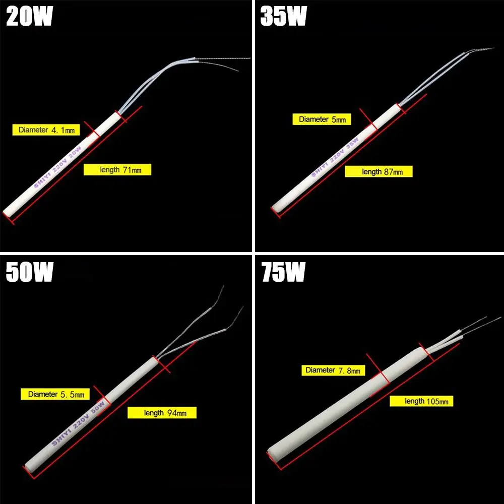 온도 조절 가능한 전기 납땜 인두 히터, 908 908S 납땜용 세라믹 내부 가열 요소, 220V, 20W, 35W, 50W, 75W