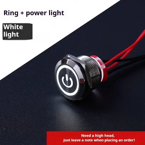 Push Button /Switch 16/19/22mm Short Silver Metal 6/12/24/220V Self-Locking Reset Latching with Light with Wire 15cm Car On/Off - Image 6