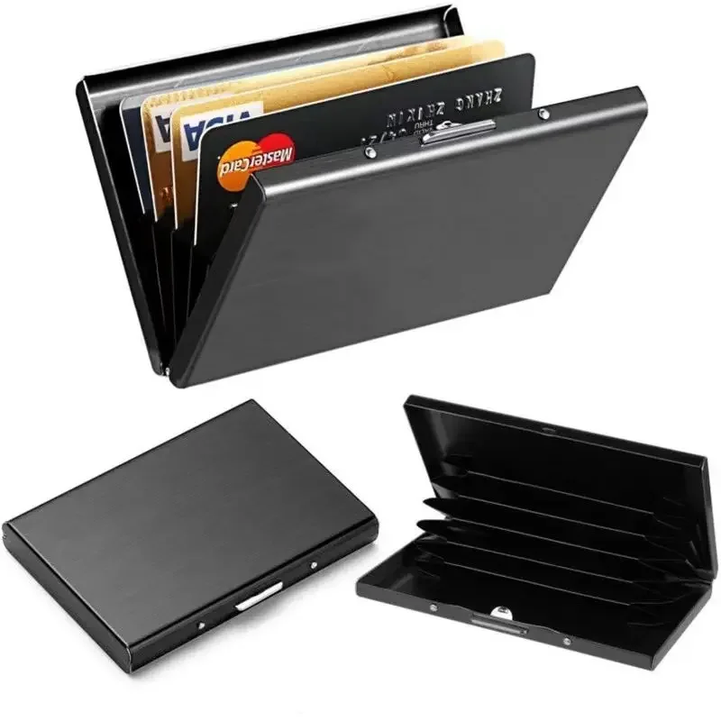 

Anti-Scan RFID 6 Cards Large capacity Aluminum Metal Credit Card Holder Slim Blocking Wallet Case Business Card Protection Hold
