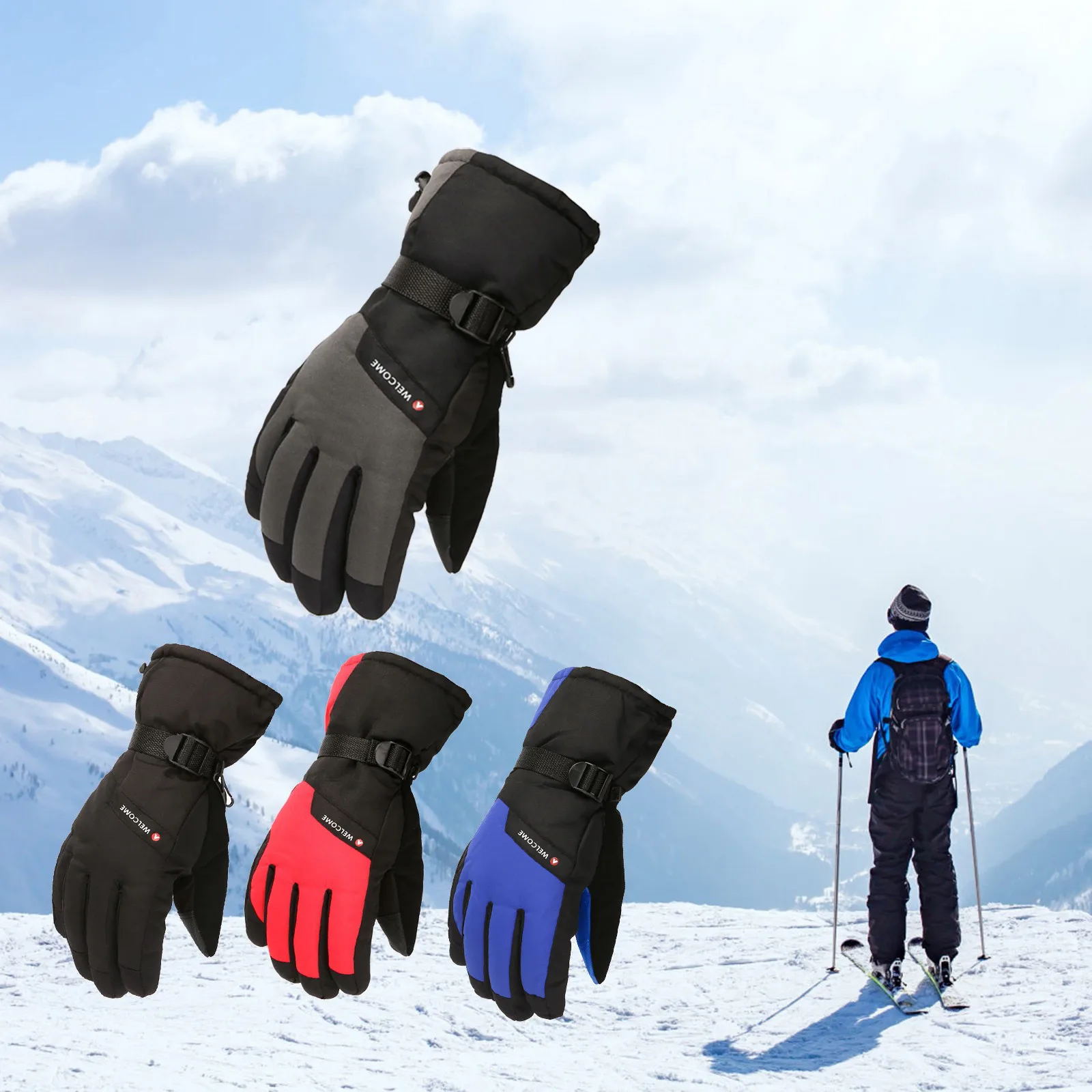 

Men Winter Ski Gloves Windproof Thermal Outdoor Sport Cycling Bike Gloves Bicycle Motorcycle Hiking Camping Hand Warm Gloves