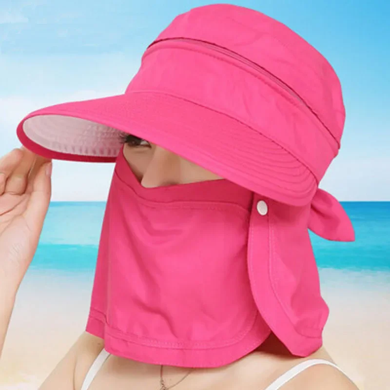 Women Outdoor Foldable UV Protection Wide Brim Adjustable Sun Hat Fashion Summer Ladies Hats and Caps Beach Dual Use