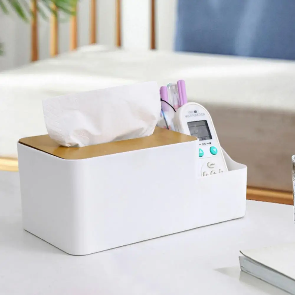 Tissue Box Holder Wooden Cover Tissue Drawer Box Multi-Functional Facial  Tissue Dispenser Holder with Grid Wooden Removable Tissue Holder for  Storage