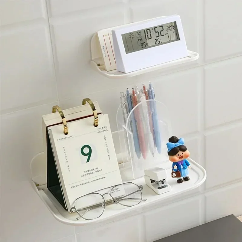 Foldable Wall Mounted Storage Rack Saves Space, No Need for Perforated Phone Holder, Storage Tray, Bathroom Manager 4