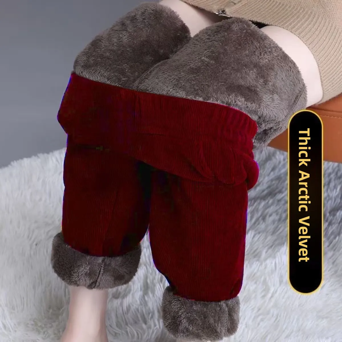 Silver fox velvet harem burgundy [velvet and thickened]