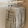Folding Magic Pants Hangers 5/9layers Stainless Steel Space Saving Clothes Rack Organizer For Wardrobe Jeans Trousers Scarf 1