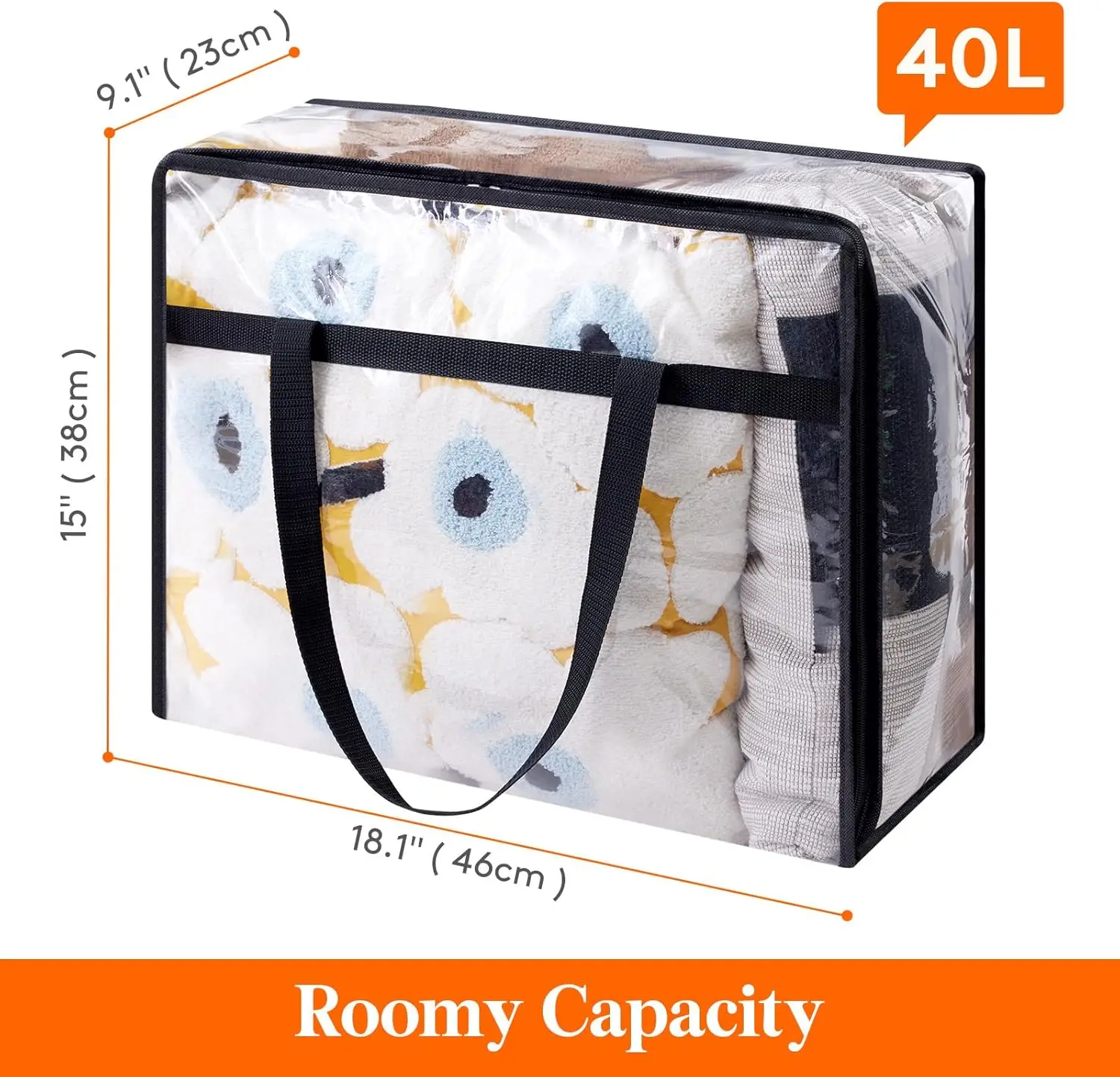 NEW 8 Pack Clear Clothes Storage Bags, 40L Plastic Blanket Storage Bag, Vinyl Foldable Moving Bags with Zipper Closet Organizers 4