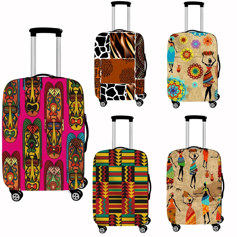 

Afro Pattern Print Luggage Cover Ethnic Retro Suitcase Covers Elastic Travel Trolley Protective Case Cover Travel Accessories