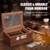 Cigar Humidor Cedar Wood Humidor Cigar Box Glass Top Desktop Humidor with Front Hygrometer Humidifier Divider Accessories Drawer 6