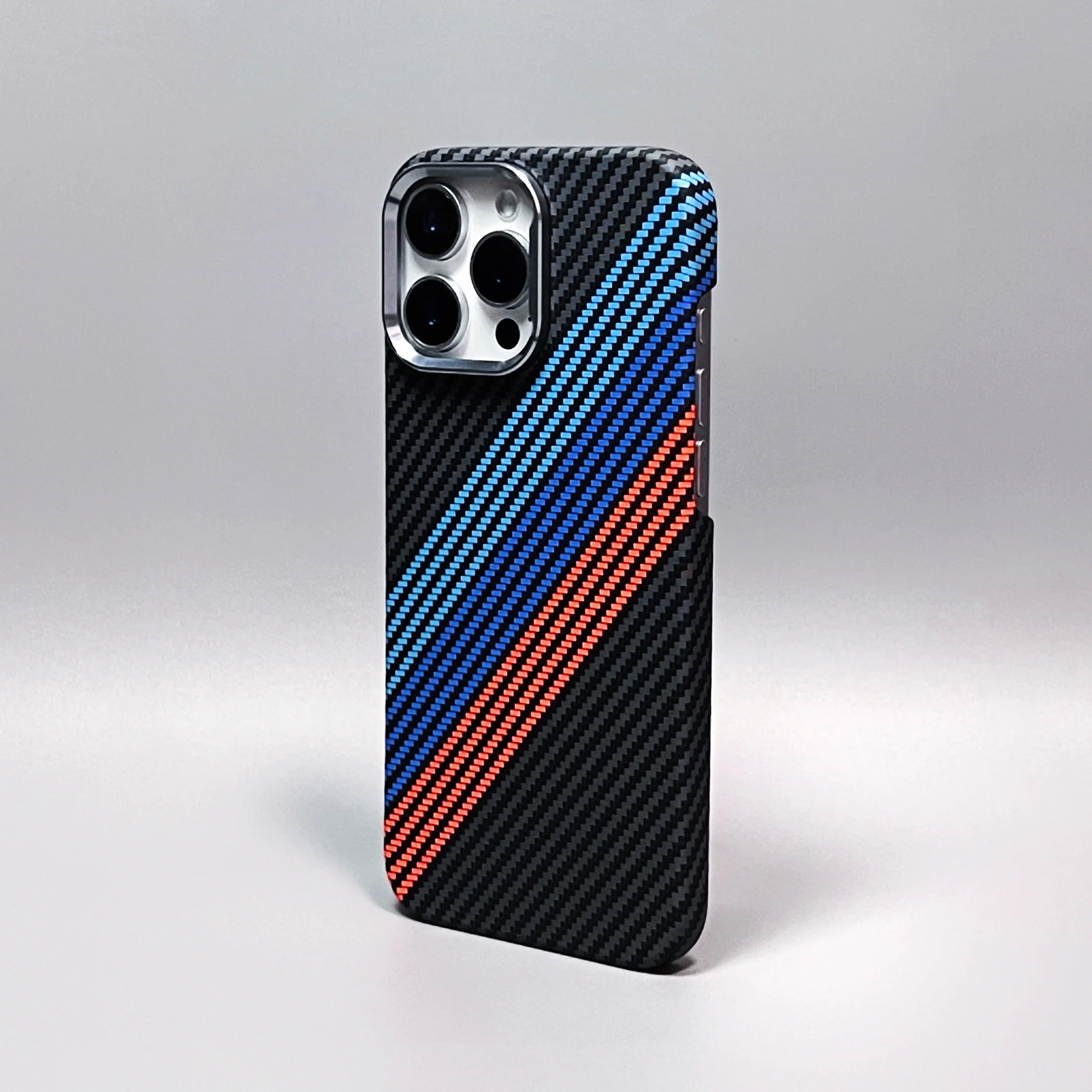 Ultra Thin Carbon Fiber Texture Magsafe Case with Wireless Charging and Alloy Lens Matte Hard Cover