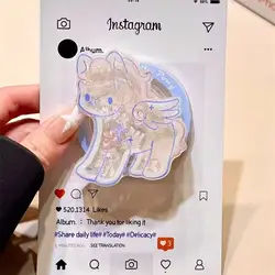 Foldable Silicone Holder with 3D Cartoon Winged Horse Design - Magnetic Phone Grip and Stand (CBM)
