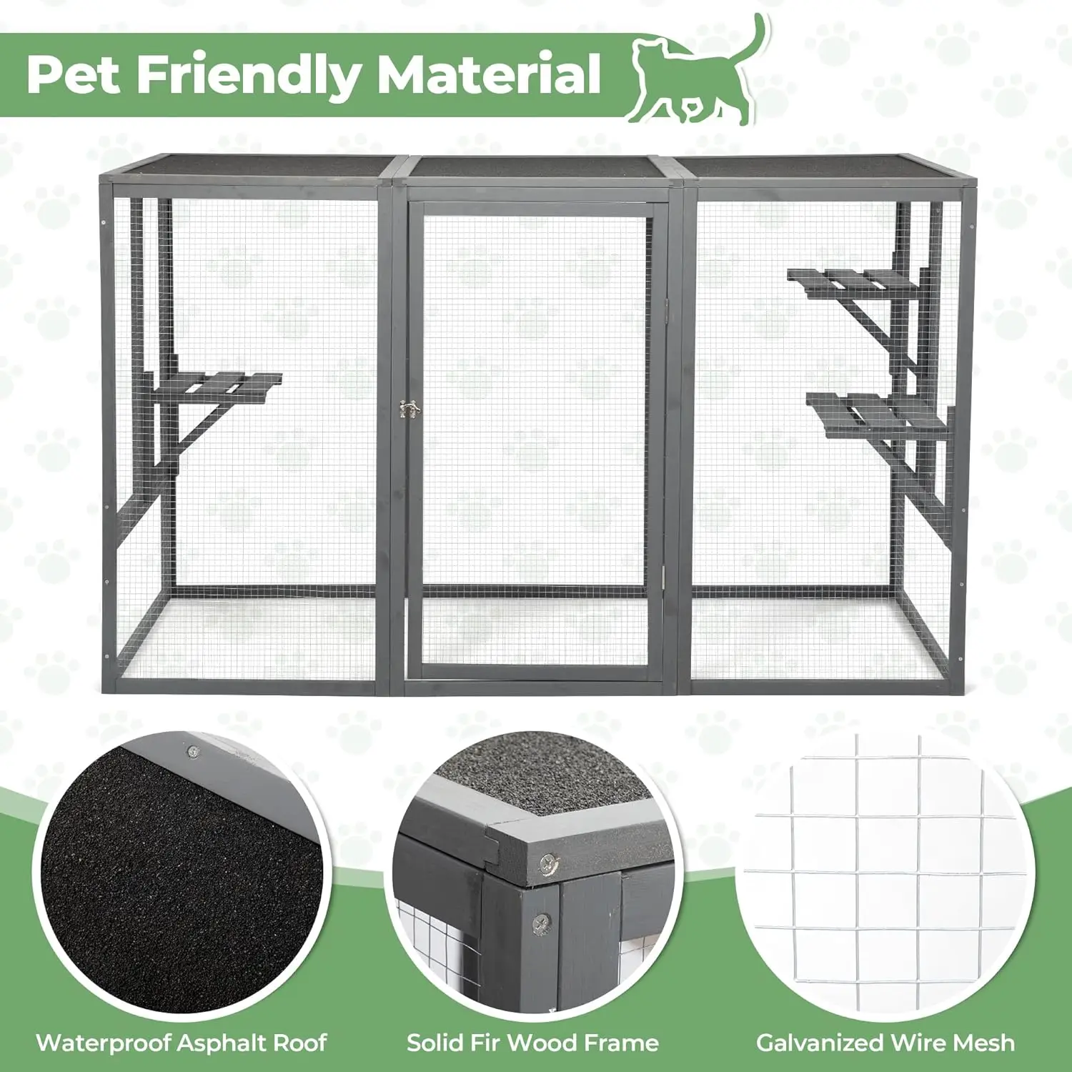 Outdoor Cat Enclosure, Outside Cat House Weatherproof, Wooden Catios for Cats Outdoor Patio,71" Large Enclosures Indoor