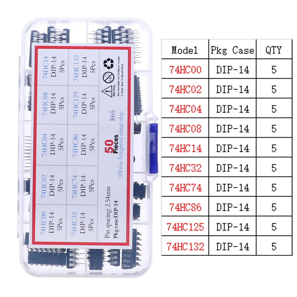 DIP SMD IC 집적 회로 칩 분류 키트 상자 IC 소켓 세트 일반 CMOS 논리 IC 시리즈
