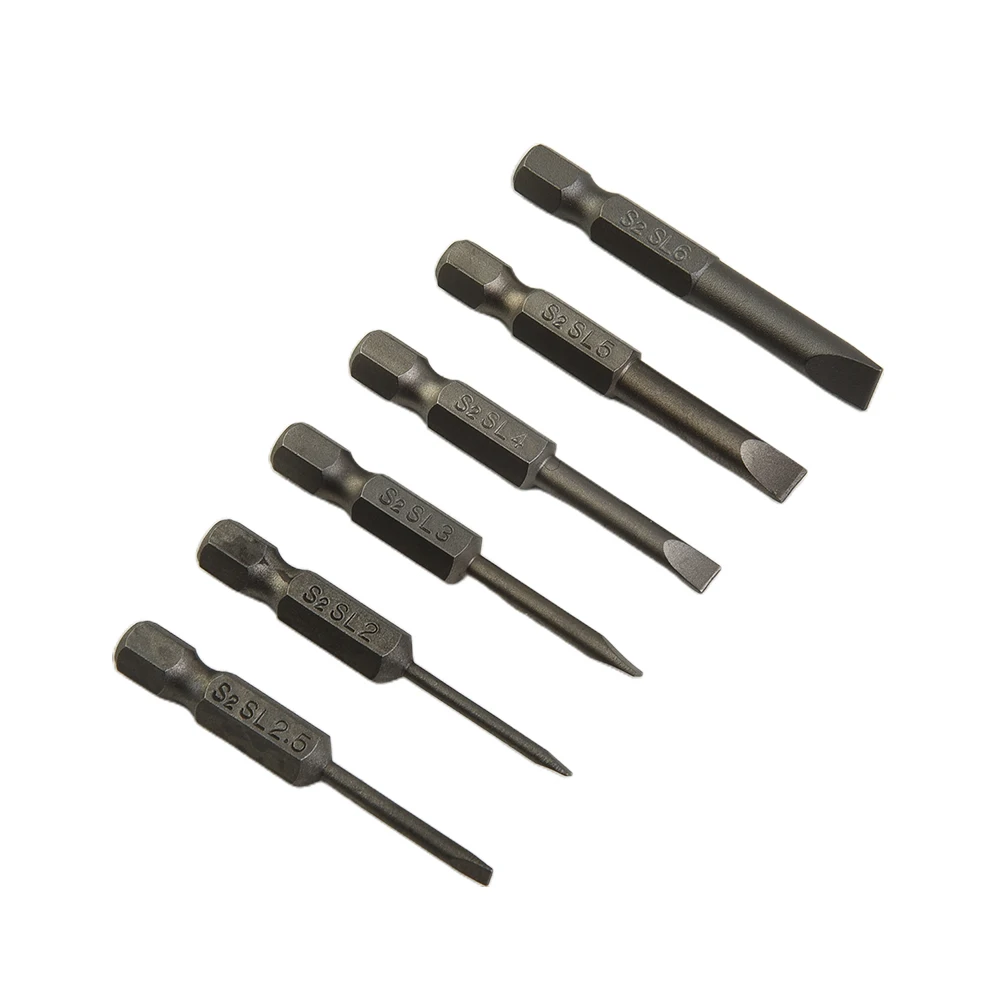 

Complete Your Toolkit 6-piece Magnetic Slotted Screwdriver Bits Set 50mm Length High Quality Alloy Steel 20-60mm Size Range