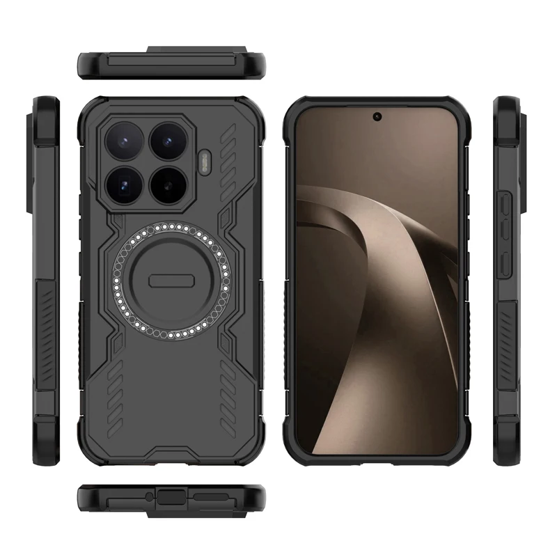 Magnetic Wing Shield Phone Armor Case - Hard PC + Soft TPU, Wireless Charging Compatible