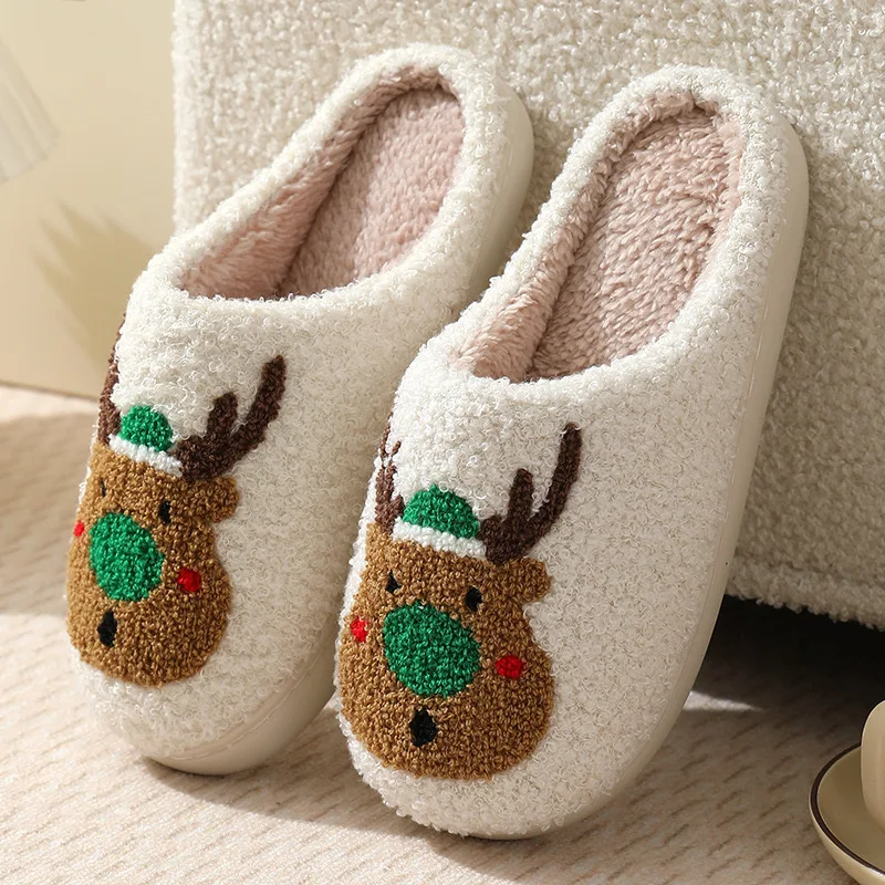 

Christmas deer cotton slippers