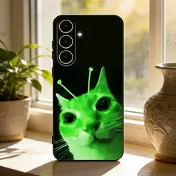 Cosmic Feline Black Soft Shell Phone Case for Samsung a50 30s 50s (Z1)
