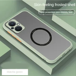 Shockproof Armor Matte Magnetic Wireless Charging Case with MagSafe Compatibility for Reno5 (Military Green)