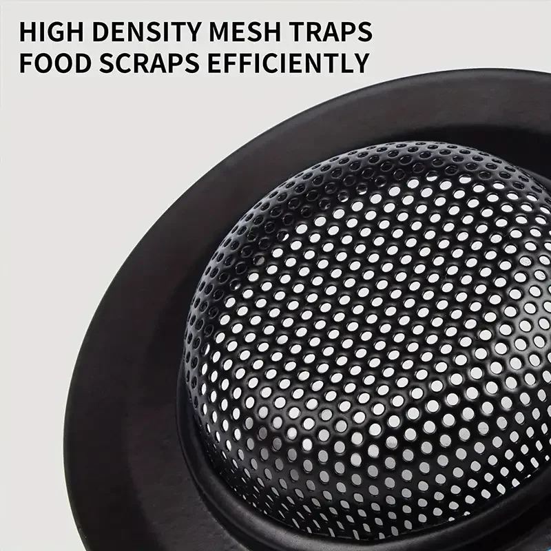 Stainless Steel Sink Strainer Black Anti Clog Mesh Trap Hair Clean Up With Handle Drain Filter Kitchen Bathroom Accessories