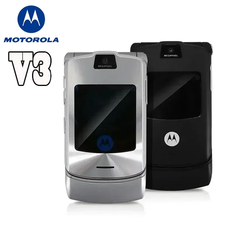 Motorola Razr V3 Ricondizionato-Originale Sbloccato Bluetooth Flip Phone Doppio Display Advanced Fast Talk Gsm 850/900/1800/1900
