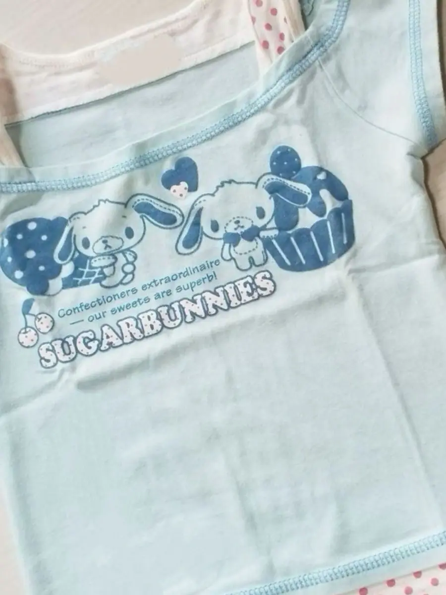 Cute Sweet Japanese Sle ort Sve T-irt with Apron Design Dert Rabbit Print Girls Top Summer Faion Casual Wear