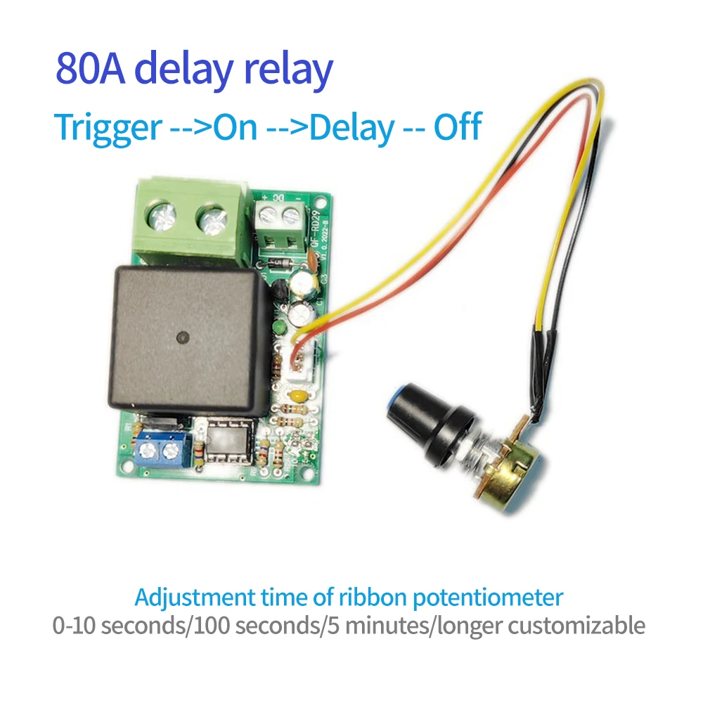 Módulo Ajustável do Relé do Tempo Atraso Desliga o Temporizador Interruptor de Controle com Potenciômetro 010-100sec 05min cc 12v 24v