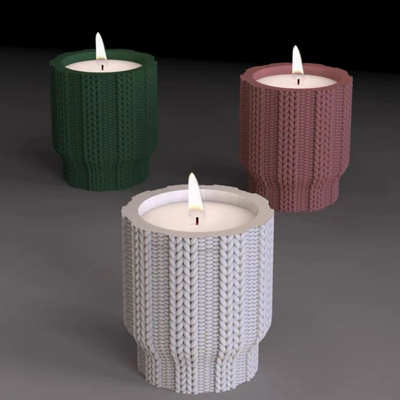 

Вязаная текстура для свитера, форма для подсвечника, бетонная подсвечник, пластырь для чашки