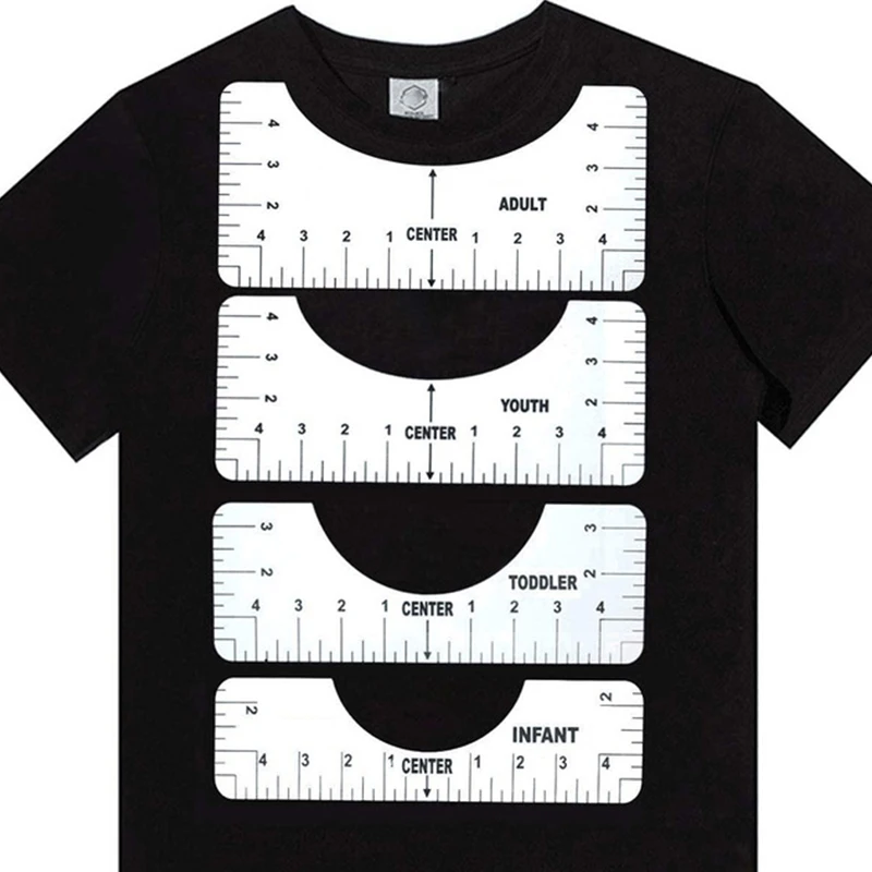 4 Pcs T-Shirt Alignment Guide Ruler T-Shirt Alignment Tool For Center Design