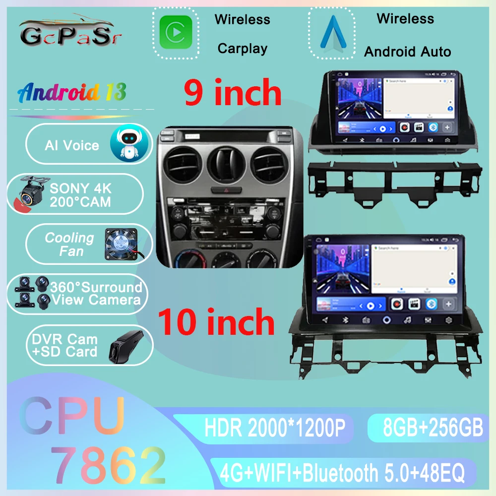 7862 Android 13 For Mazda 6 2002 - 2008 Multimedia Car Player Autoradio GPS Video Navigation Screen Stereo Radio No 2din DVD BT