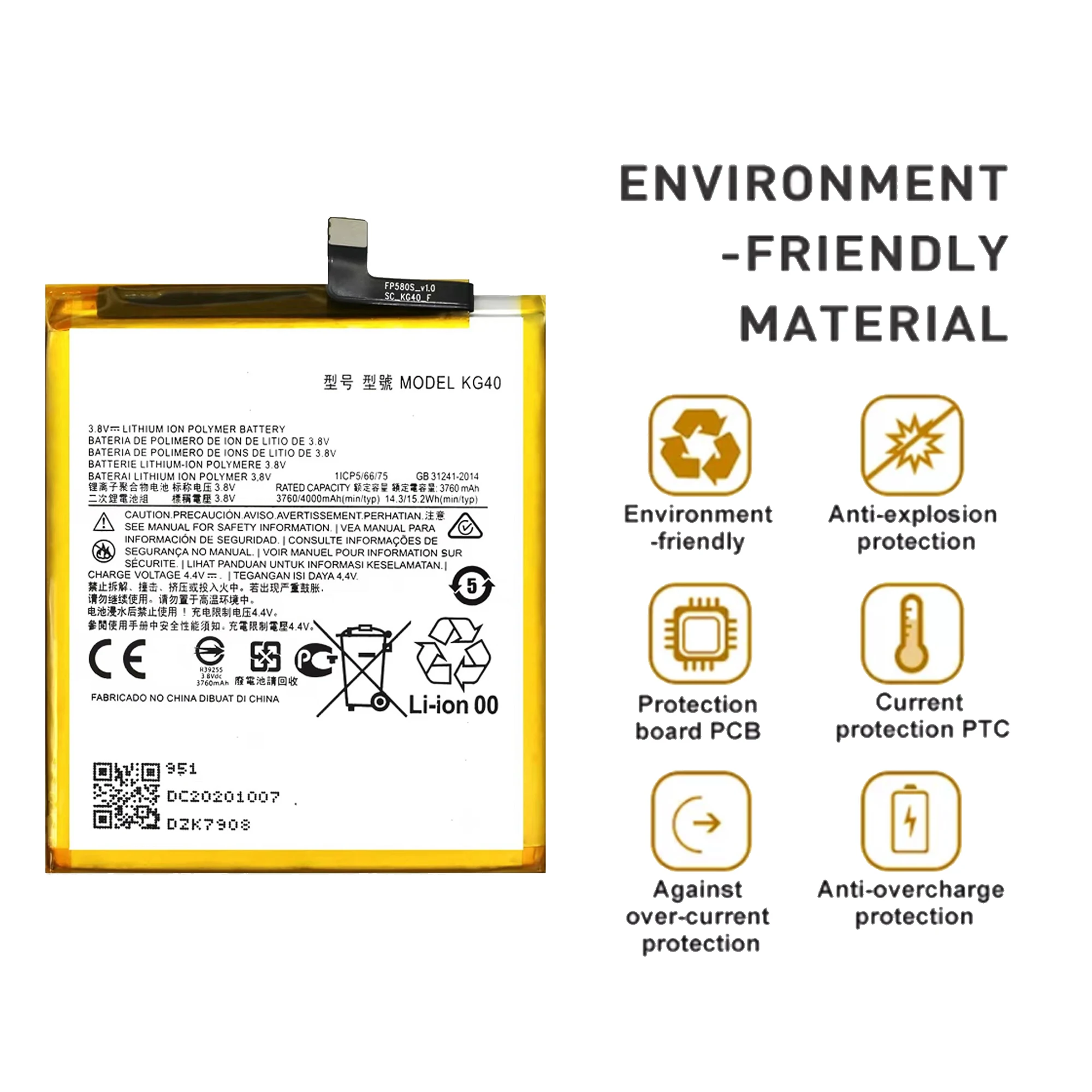 KG40 Battery For Motorola Moto One Macro G8 Play , One Macro Dual SIM XT2015-2 XT2016-1 Repair Part Original Capacity Phone Batt