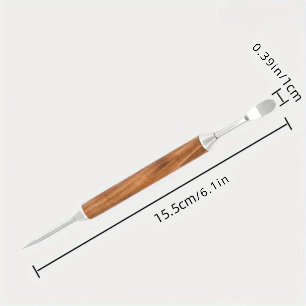 1PC Latte art Pen Coffee Needle Carved and Mounted Artifact Solid Wood Hook Needle Milk Foam Stainless Steel Drawing
