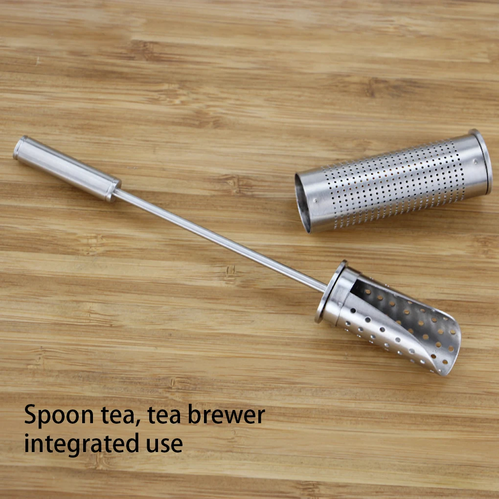 Tea Infuser Stainless Steel Pipe Steeper Loose Leaf Spice Mesh Strainer Integrated Filter Kitchen Gadgets Home