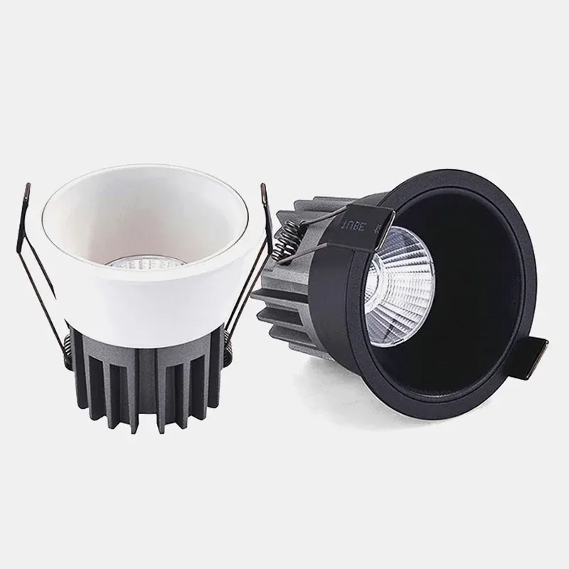 Round Anti-Glare Recessed LED COB Downlight 7W 10W 12W 15W 18W 20W 24W LED aluminum ceiling light AC 110V /220V indoor lighting