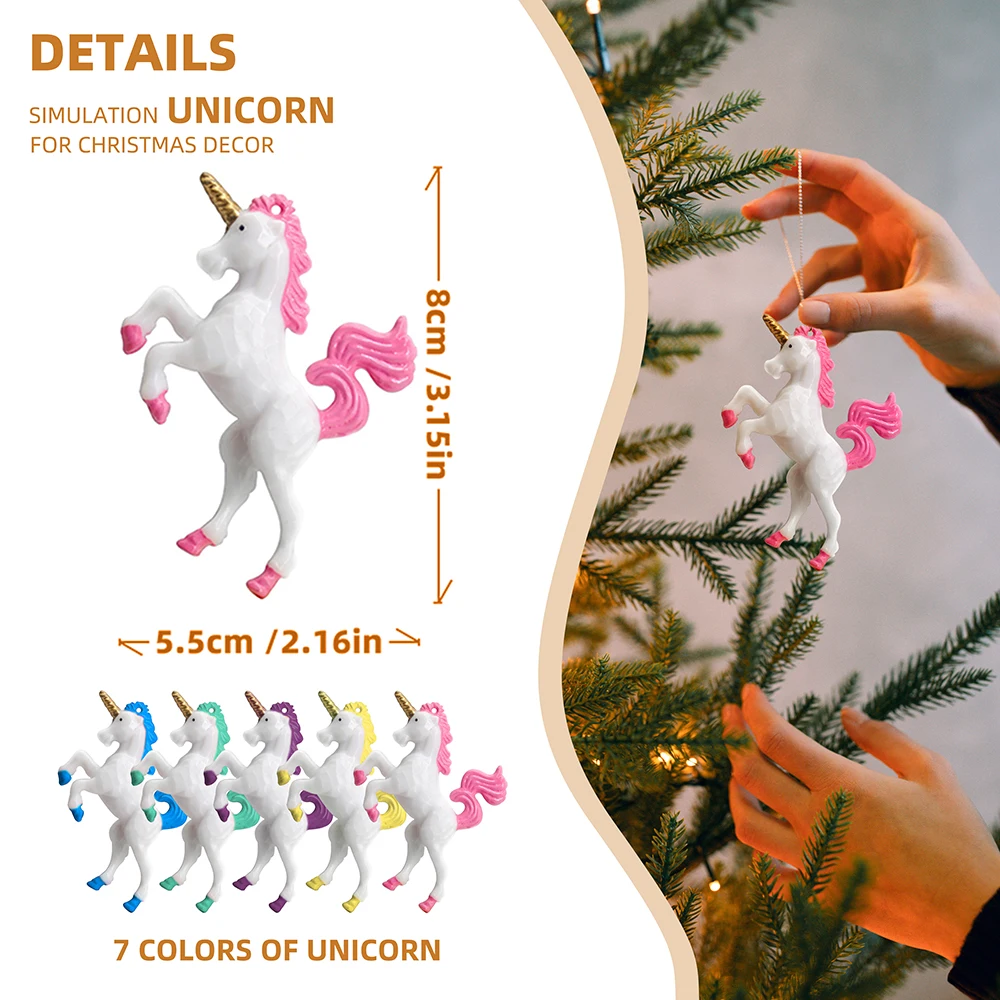 Christmas Tree Hanging Pendants Pegasus Unicorn Oranments Artificial Doll Model Statue 5pcs For New Year Home Party Gift Navidad christmas decorations