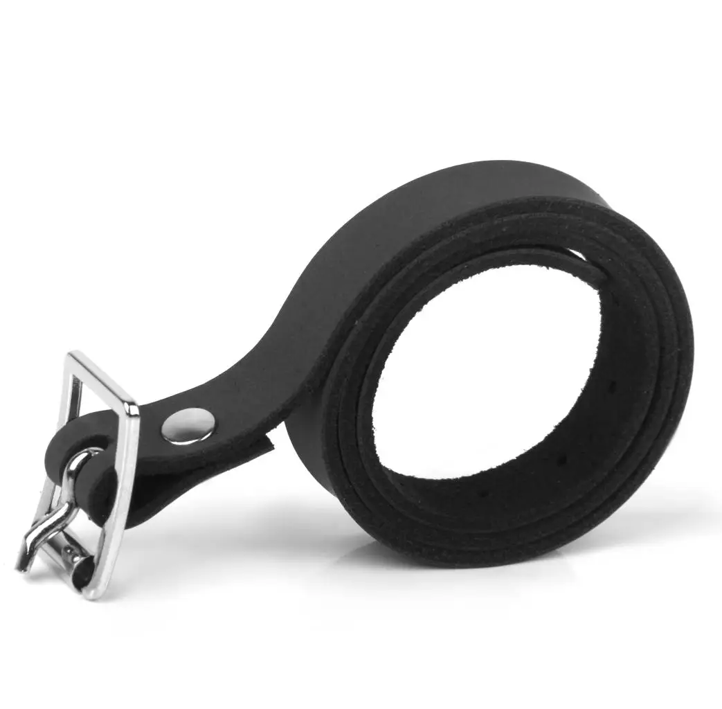 2pcs Horse Riding Leather Spur Straps with Alloy Buckle Equestrian Black 50 x 1.3 x 0.2cm