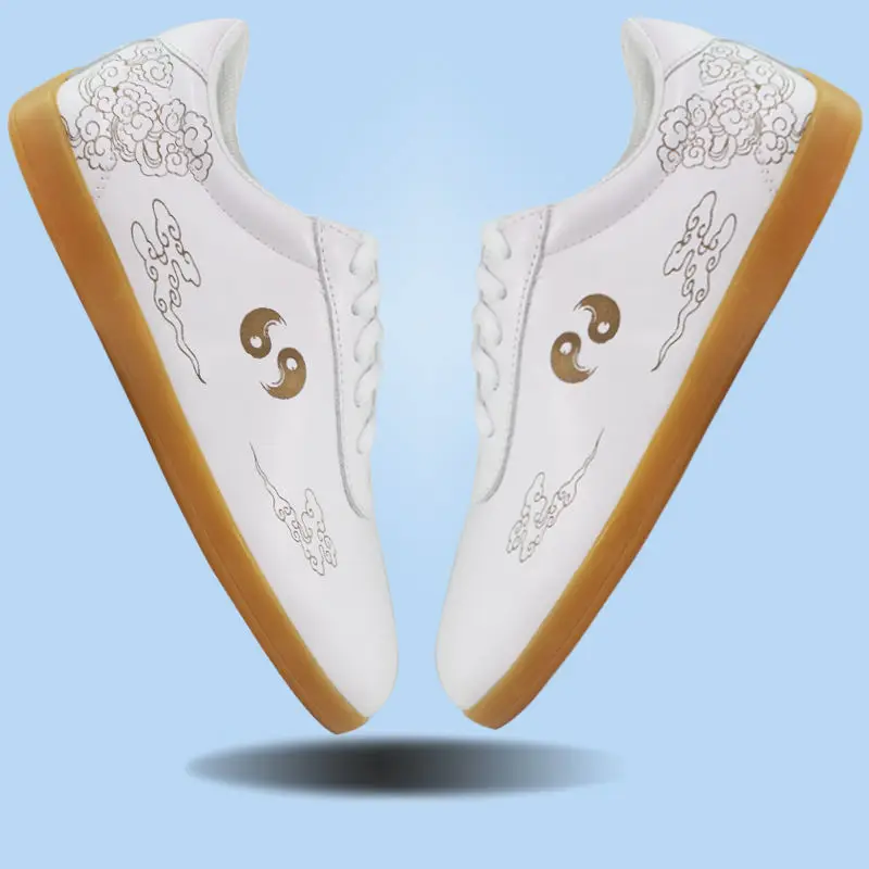 

All Seasons Tai Chi Shoes Men and Women Leather Martial Arts Shoes Non Slip Kung Fu Sneakers Low Top Chinese Traditional Shoes