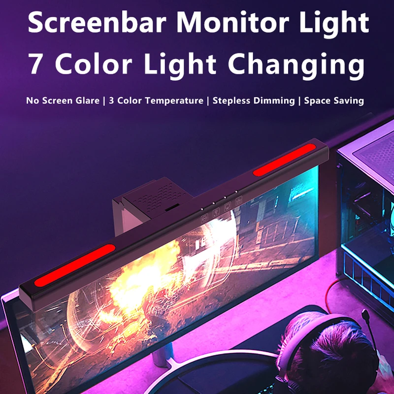RGB LED Computer Monitor Light Bar Display Screen Hanging Lamp Eye Protection Lamp For Learning/Reading/Work Dimming Night Light 4