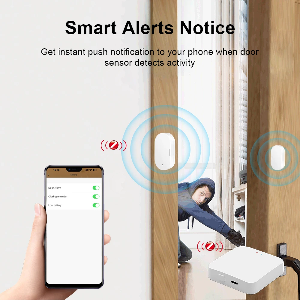 Ewelink Zigbee Door Sensor Wireless Magnetic Window Open Closed Alarm Detector W