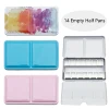 Empty Watercolor Palette, Empty Watercolor Tin with Fold Out Palette,14pcs Empty Half Pans Paint Case for Travel Painting 1