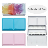 Empty Watercolor Palette, Empty Watercolor Tin with Fold Out Palette,14pcs Empty Half Pans Paint Case for Travel Painting 1