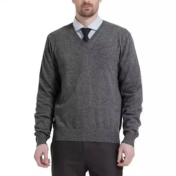 Maglione Pullover con scollo a v da uomo europeo e americano, maglione lavorato a maglia tinta unita sciolto per l'autunno e l'inverno. M-XXXXXL 1