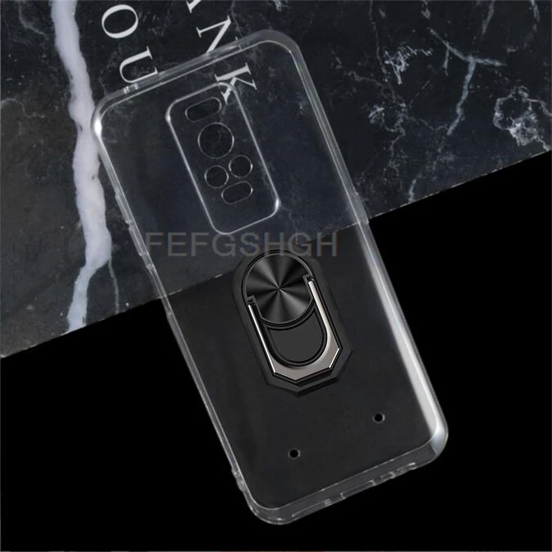 Rugged Back Ring Holder Bracket Phone Cover - TPU Soft Silicone Case