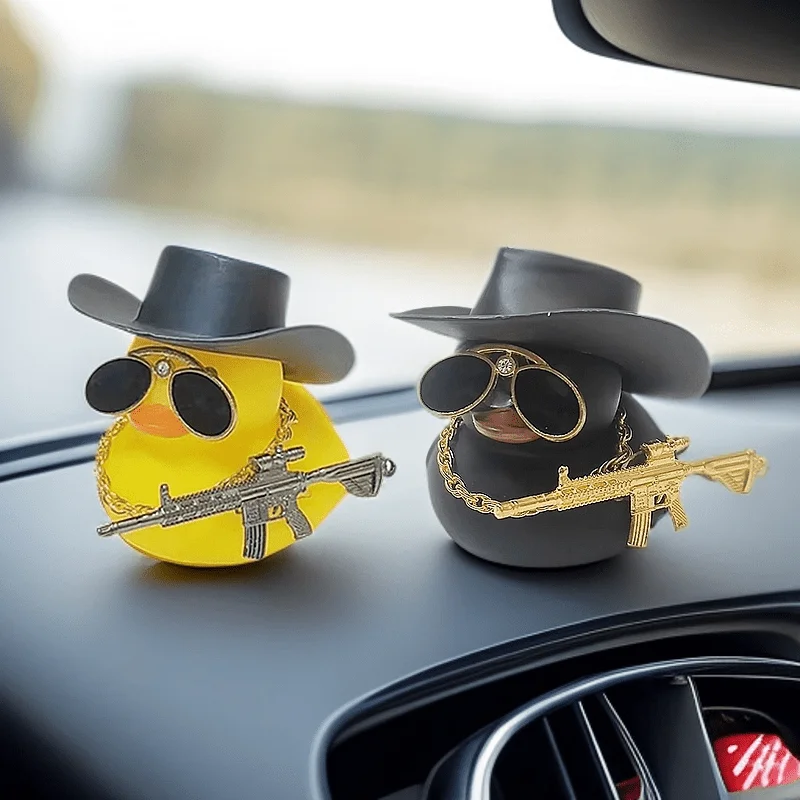 Wonuu Car Rubber Duck Decoration, West Cowboy Duck Car Dashboard Decoration Accessories With Mini Swim Ring Cowboy Hat Scarf And Sunglasses, F_red Horizontal Scarf Duck