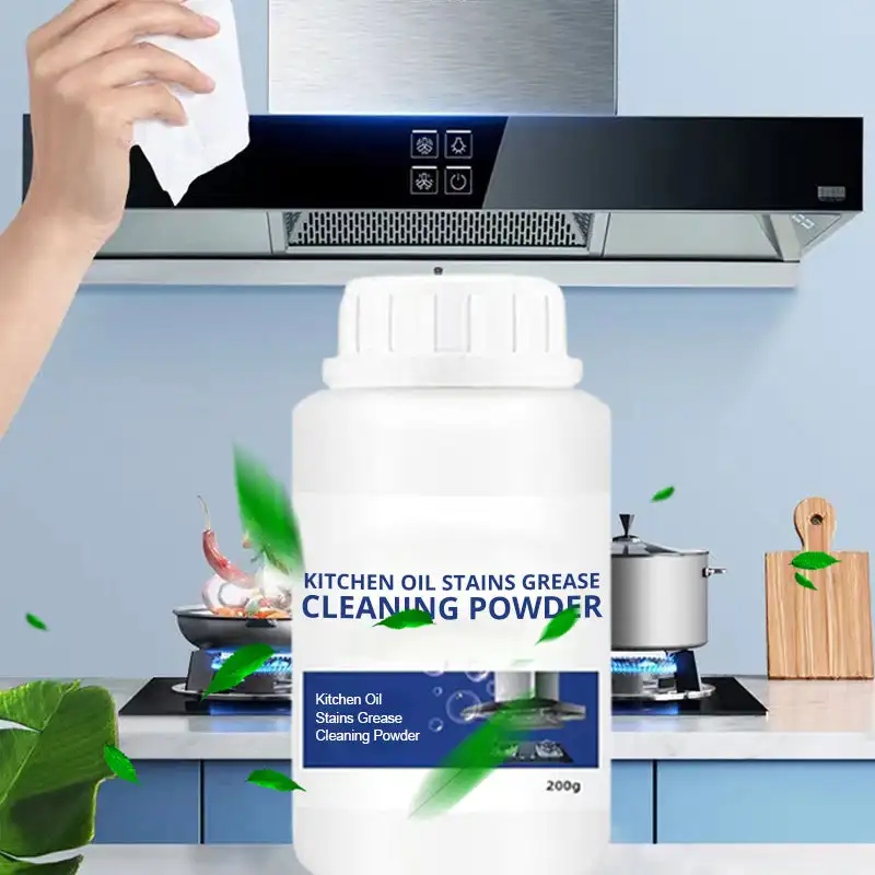 200g Oil Stains Cleaning Powder Kitchen Utensils Range Hood Cooktop Heavy Oil Dirt Grease Cleaner