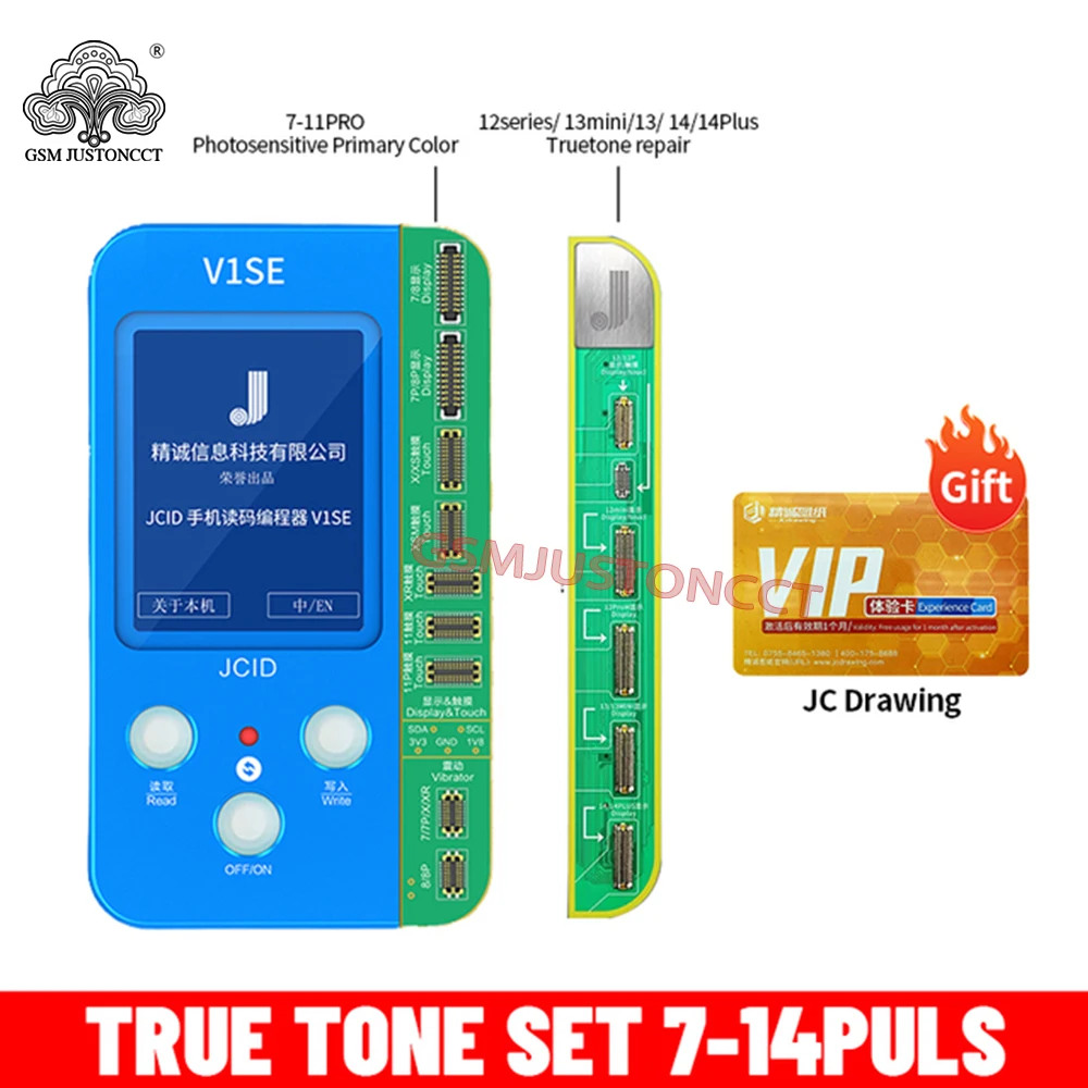 

JCID JC V1SE(WIFI) TureTone Dispaly Programmer iPhone 7 7P 8 8P X XR XS XSMAX 11 ProMAX 12 13 14Battery SN Reader Face ID Repair