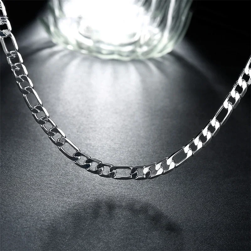 Andara 925 Sterling Silver 4MM/6MM/8MM/10MM/12MM Chain Necklace 16-30 Inch for Man Women Fashion Jewelry High End Necklace silver necklace