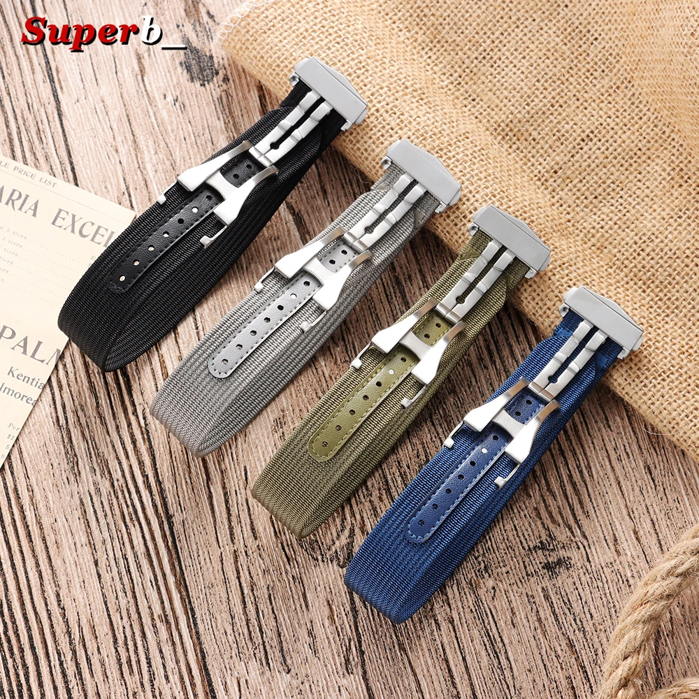 Premium Ribbed Nylon Watch Strap with Deployant Clasp – Sport Wristband