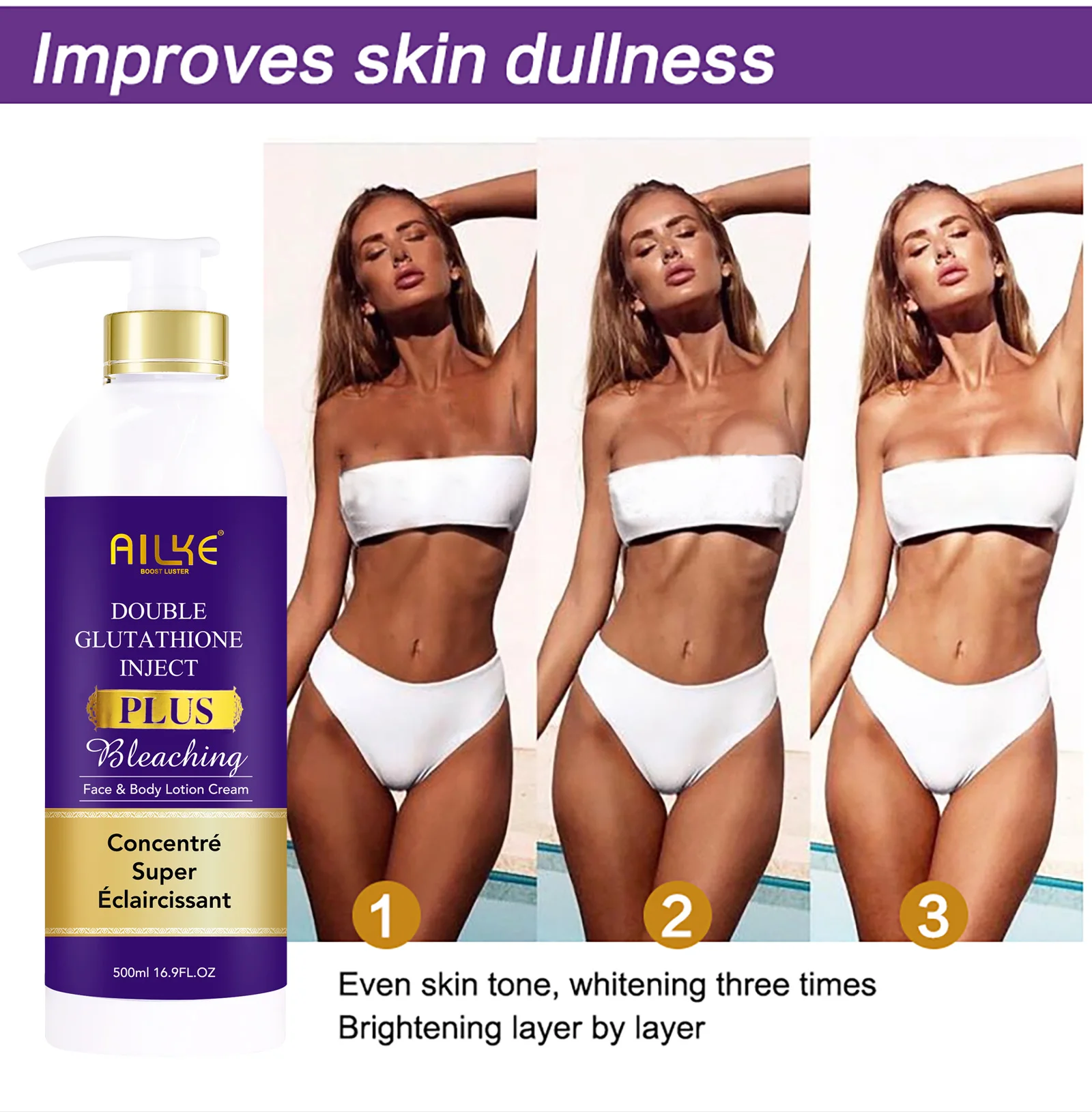AILKE Glutathione Bleach Range, Whiten, Moisturizing, Hydration, Clean Stains, Even Skin tone, Improve Dull Skin Tone 4