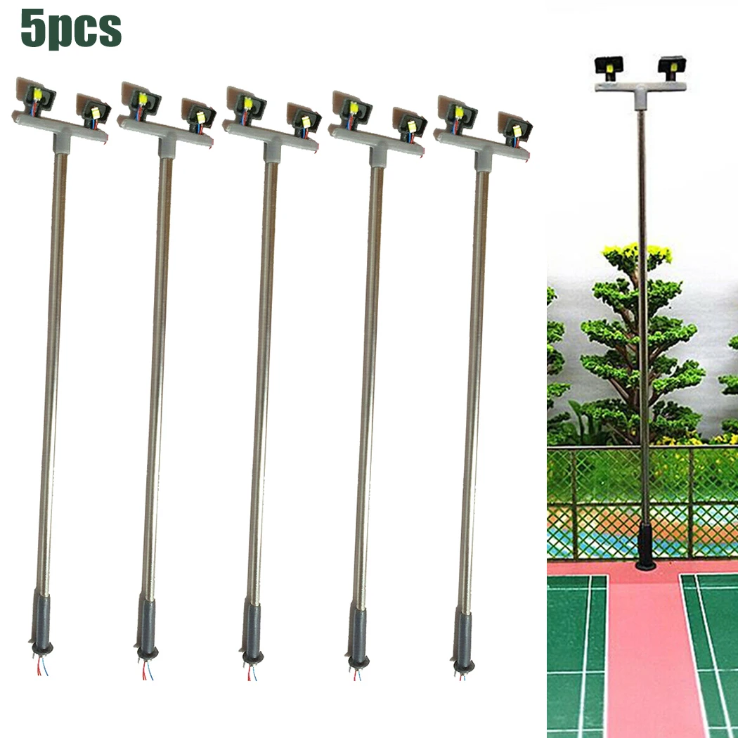 5 Pack Model Railway Yard Lights Twin LED Lamps OO 00 Guage Flood Light 1:76 Model Railroads 5*Twin LED Yard Lights